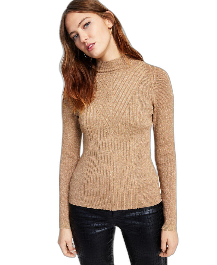 INC International Concepts Womens Shine Ribbed Turtleneck Sweater