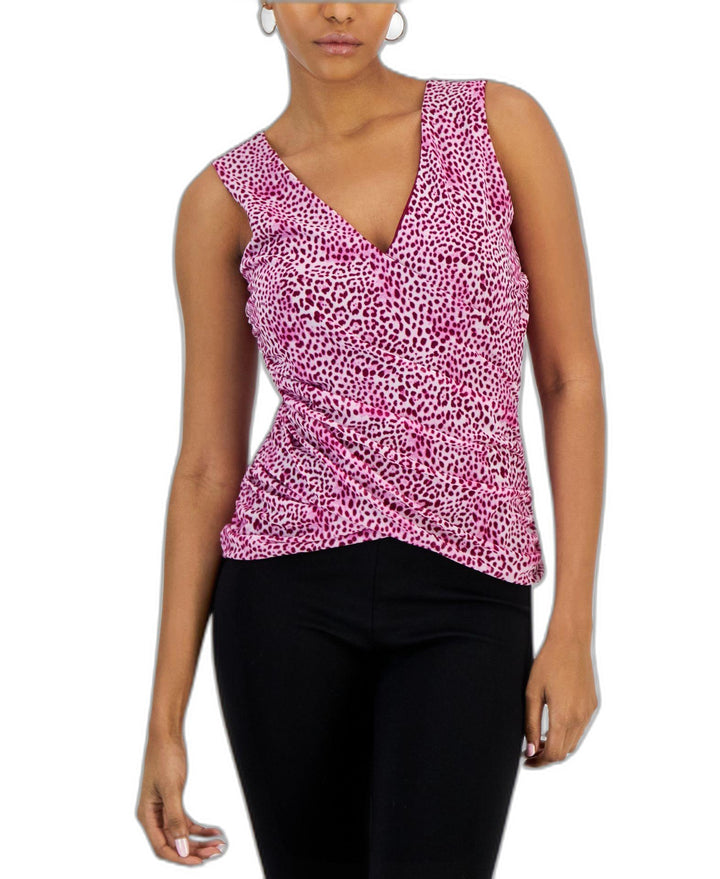 Women's Printed Mesh Crossover Top