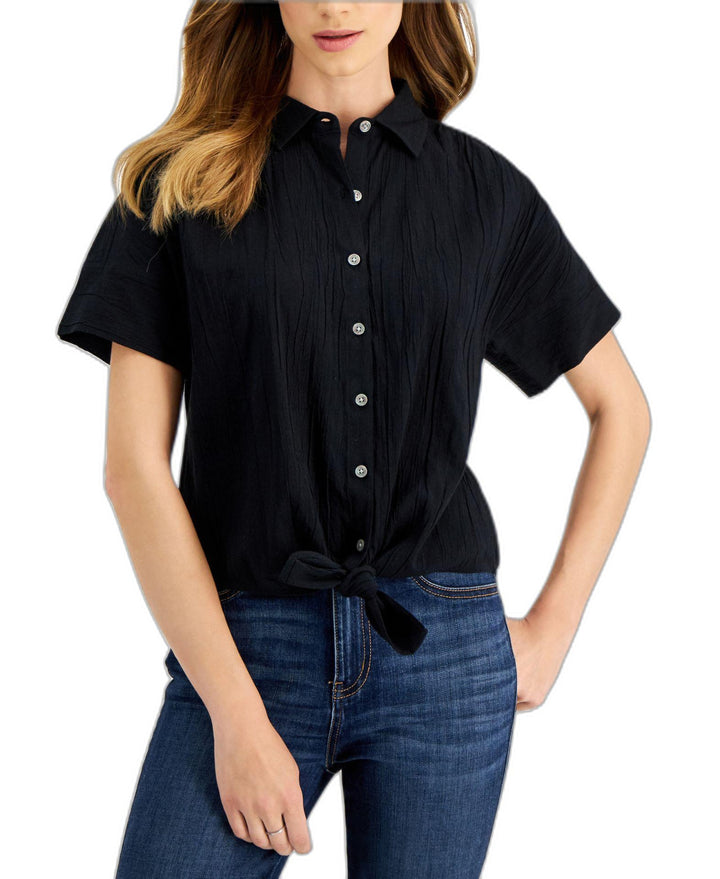 Style & Co Womens Tie Front Top
