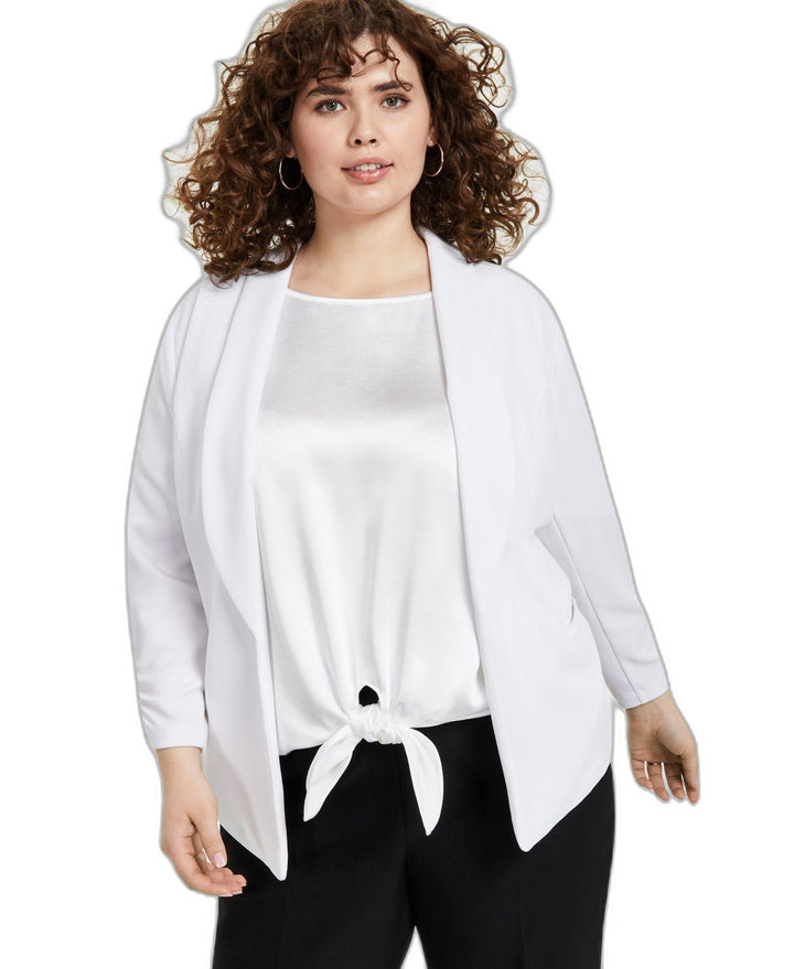 Trendy Plus Size Knit Drape-Front Blazer