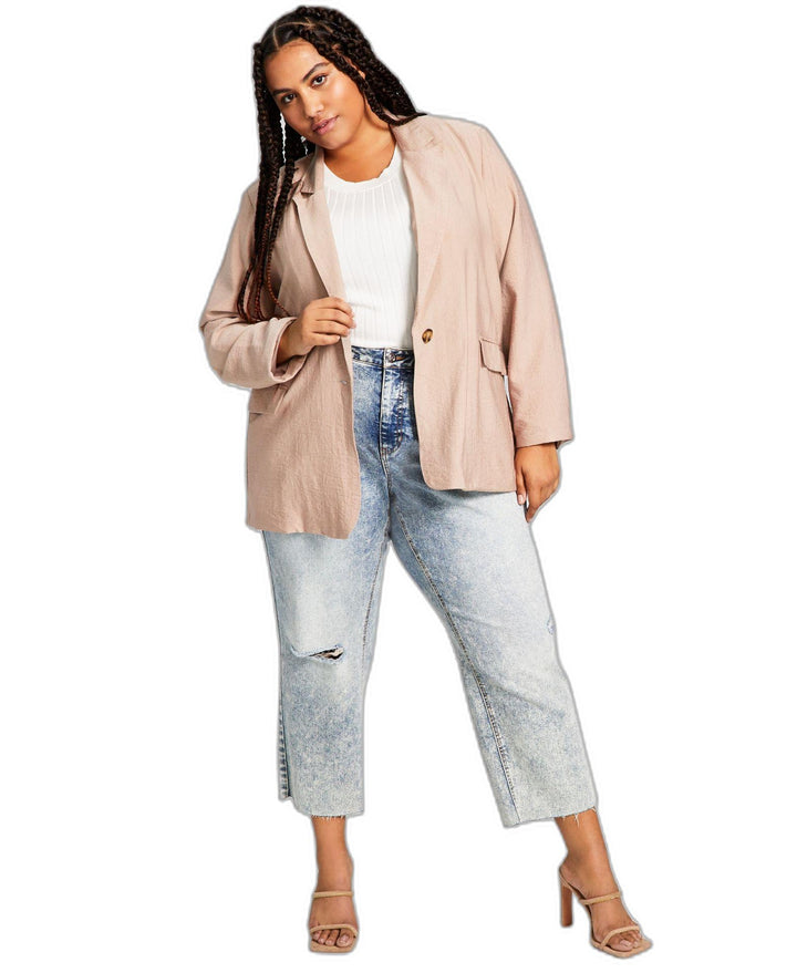 Trendy Plus Size Oversized Button-Front Blazer