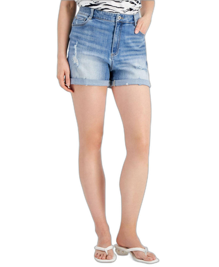 INC International Concepts Womens High Rise Cuffed Denim Shorts