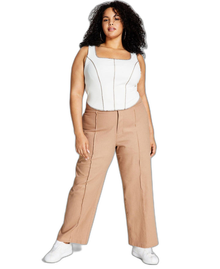 And Now This Trendy Plus Size Cotton High-Rise Pants