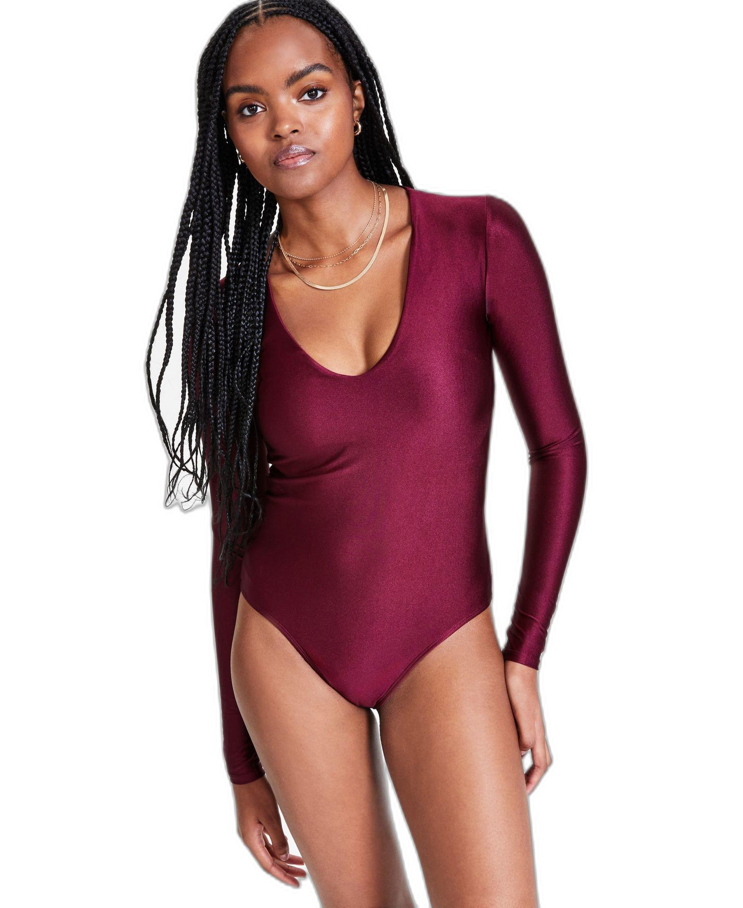 Women's Shine V-Neck Long-Sleeve Bodysuit