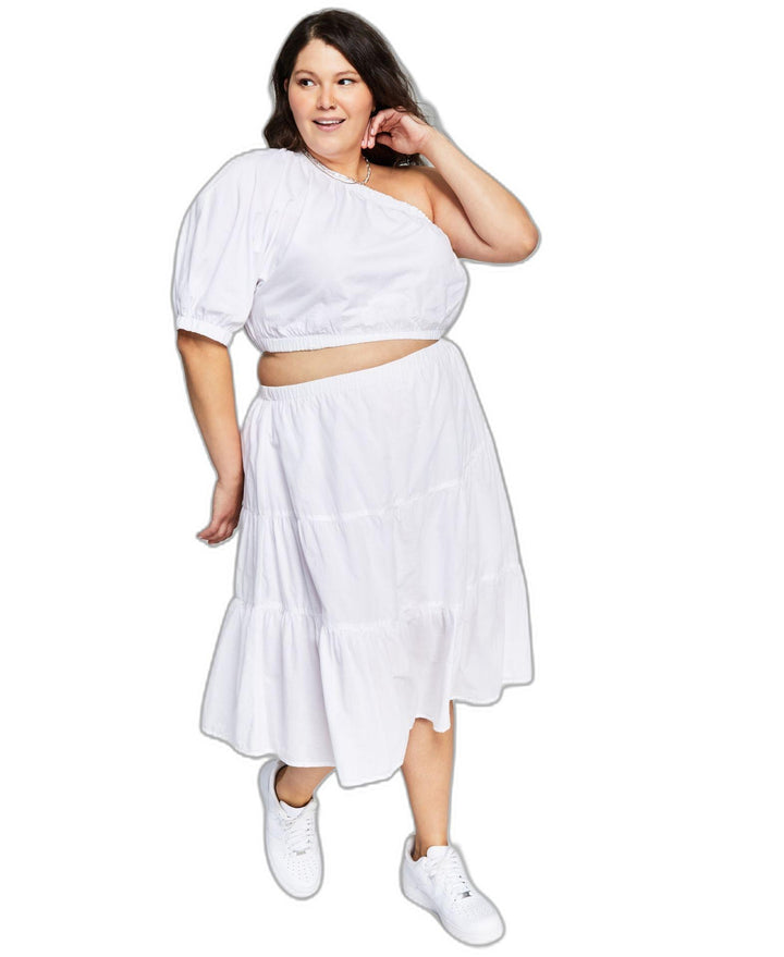 Trendy Plus Size One-Shoulder Midi Dress