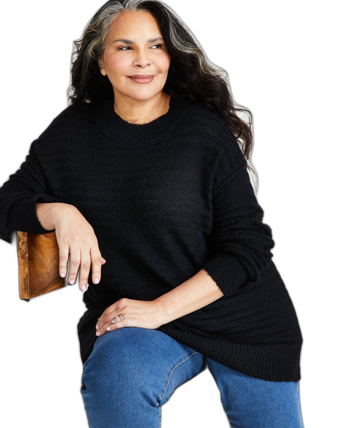 Plus Size Striped Tunic Sweater