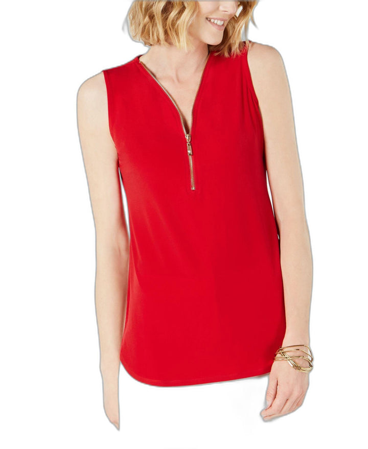 JM Collection Sleeveless Zip Top