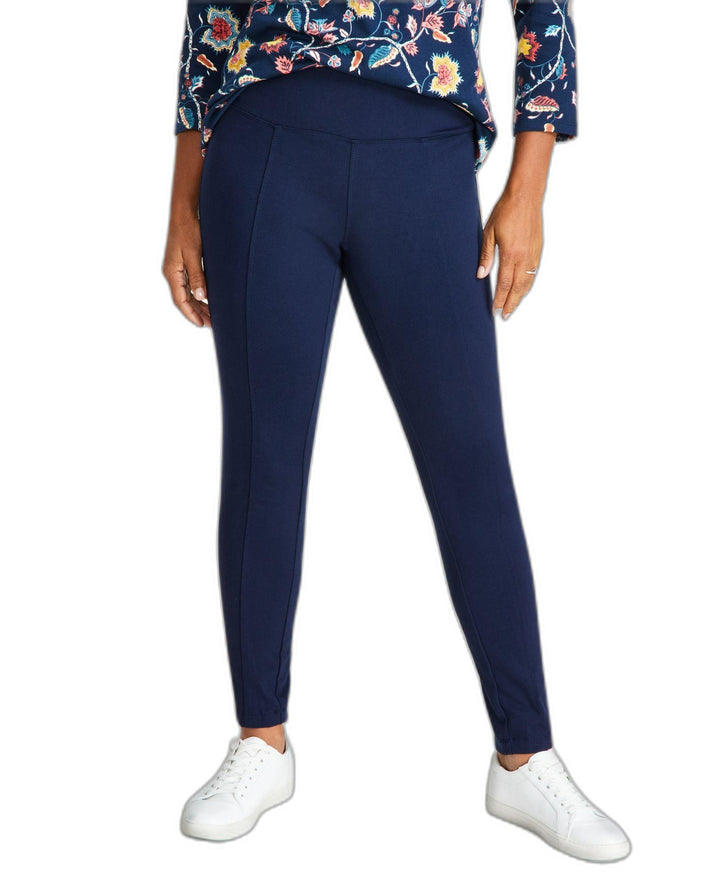 Women's Mid-Rise Ponté-Knit Pants with Tummy Control Industrial Blue L Short