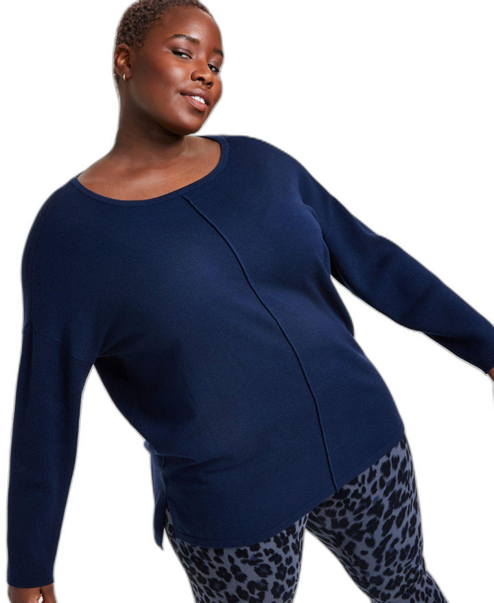 Plus Size Front-Seam Tunic Sweater