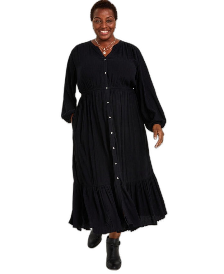 Plus Size Femme Maxi Dress Deep Black 1X