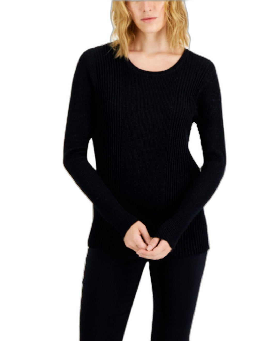 Alfani Womens Metallic Ribbed Sweater