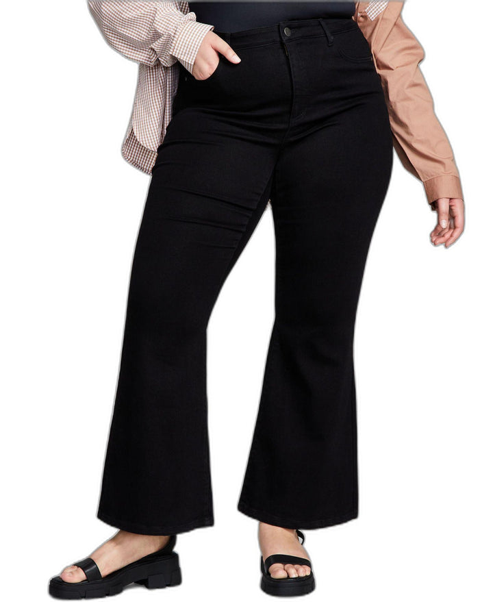 Plus Size High-Rise Flare-Leg Jeans