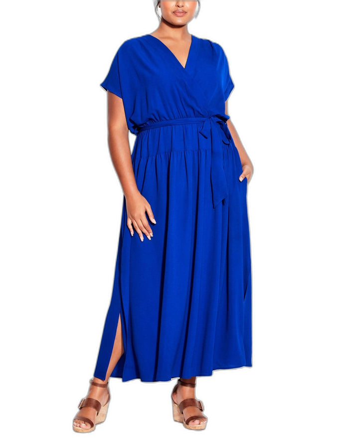 Plus Size Havana Plain Maxi Dress