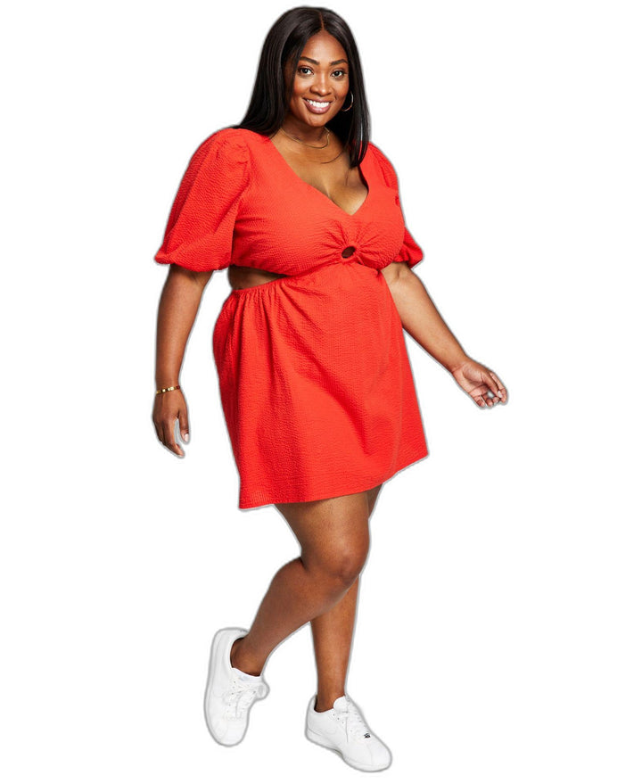And Now This Trendy Plus Size Keyhole Mini Dress