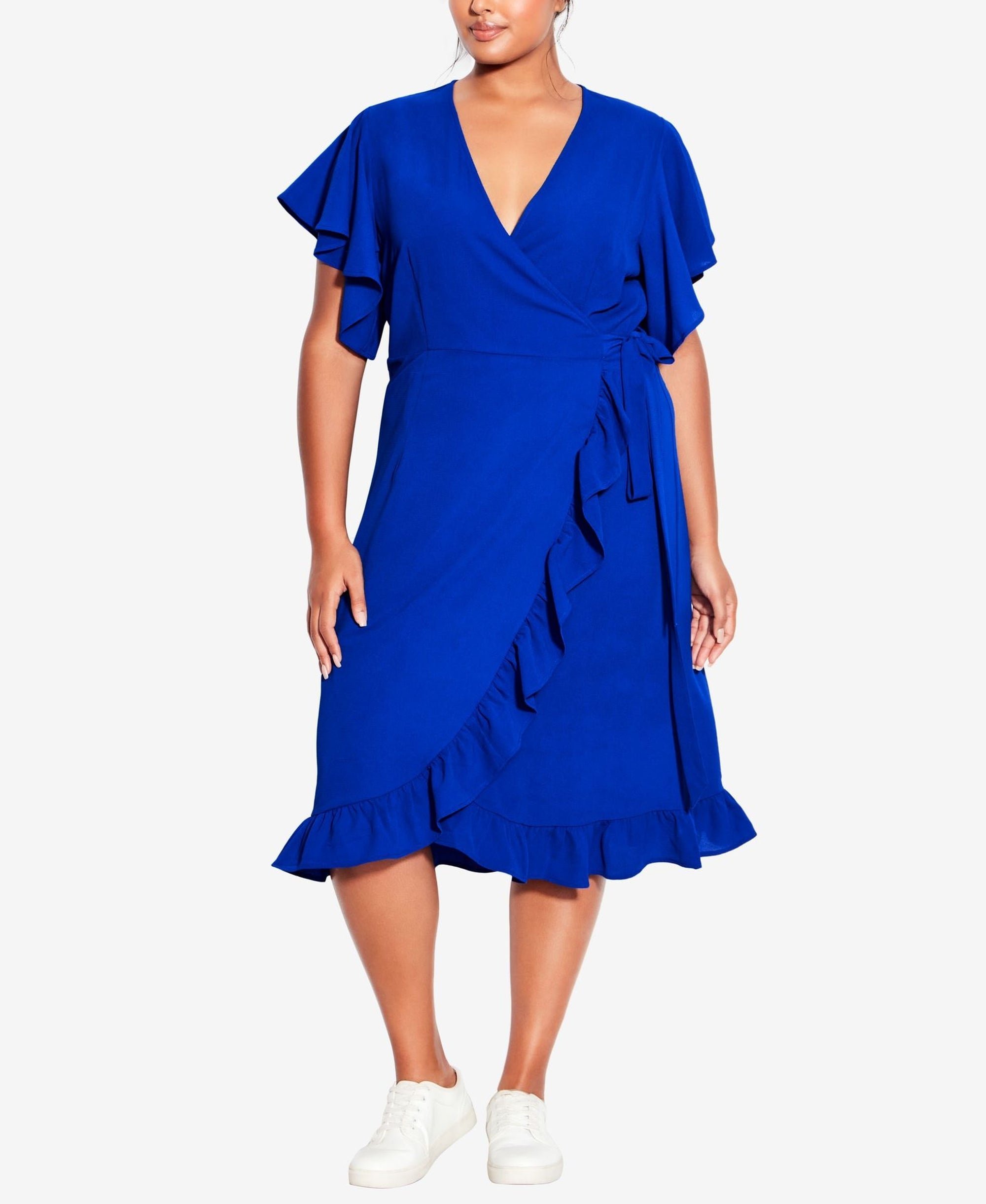 Plus Size It's a Wrap Plain Dress – USAFashion