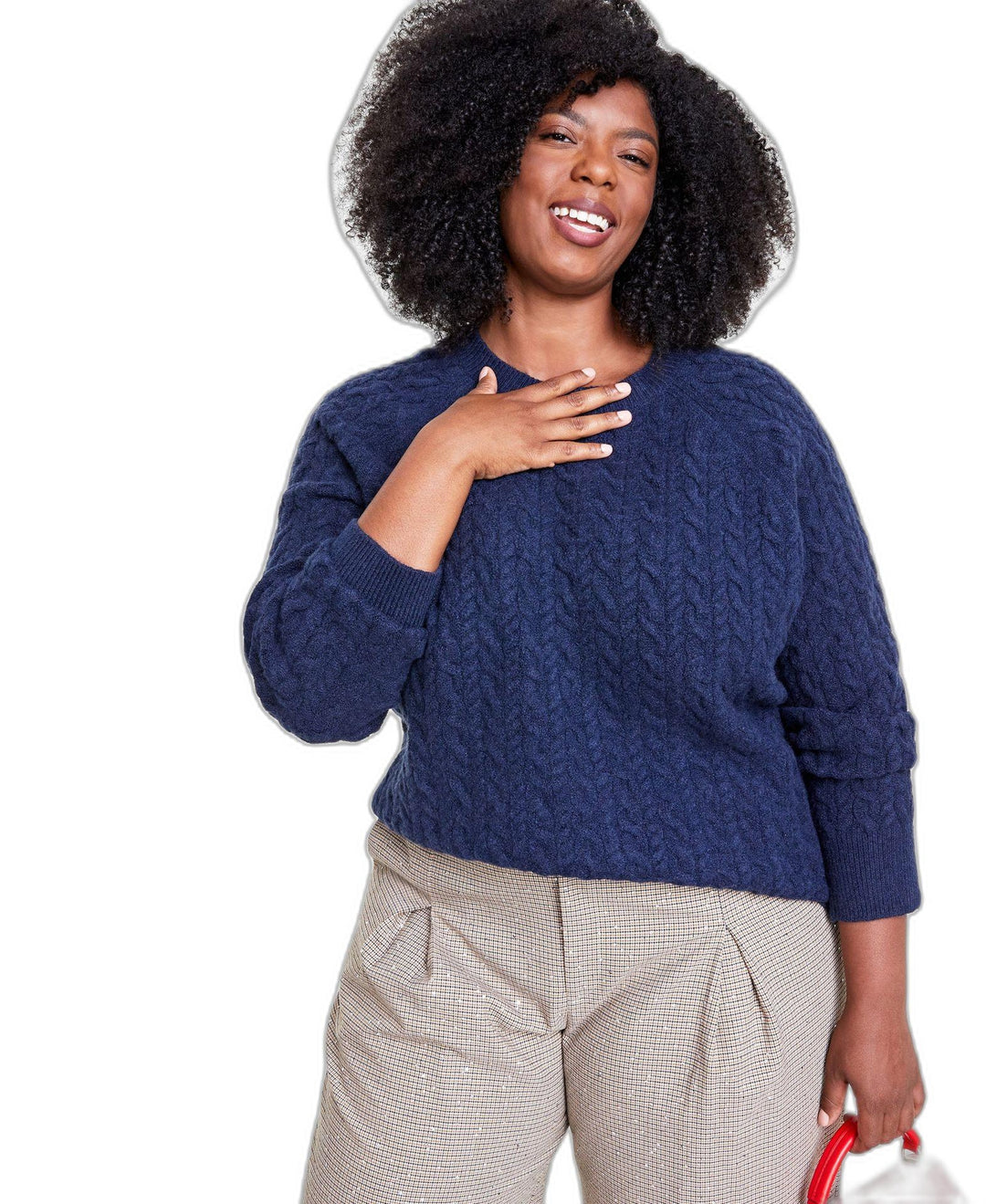 Plus Size Perfect Cable-Knit Crewneck Sweater