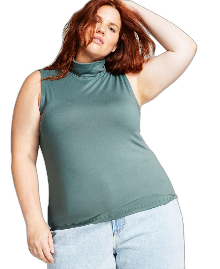 Plus Size Sleeveless Turtleneck Top