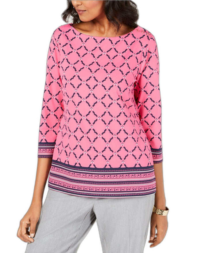 Charter Club Petite Mixed Print Top