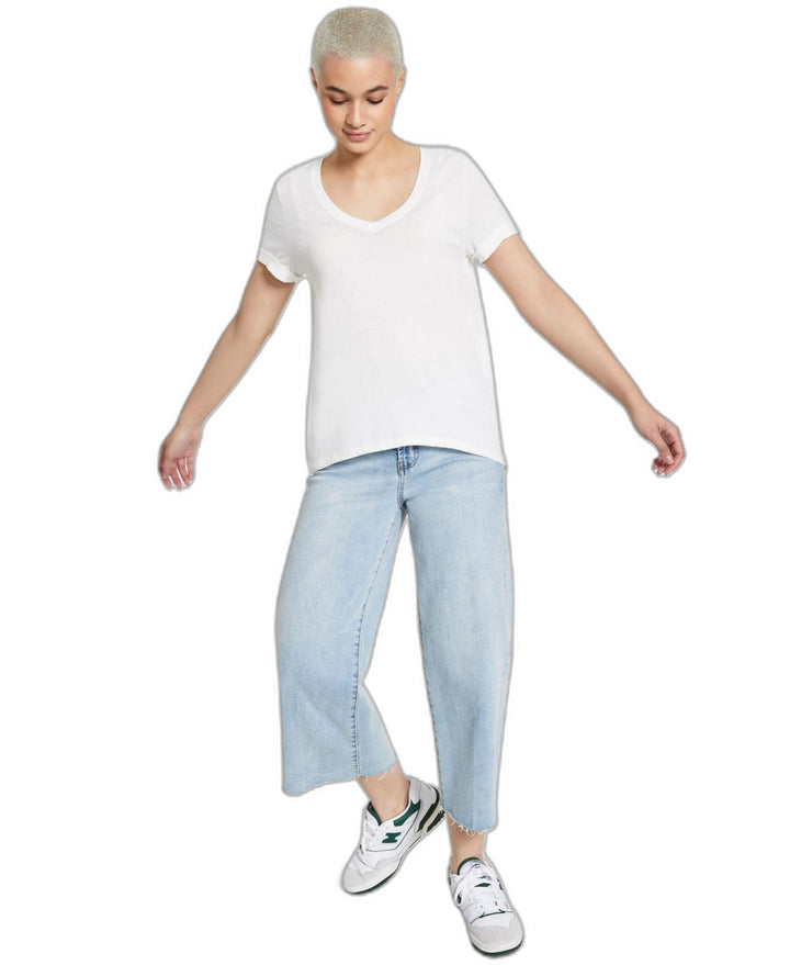 Juniors' V-Neck Burnout T-Shirt