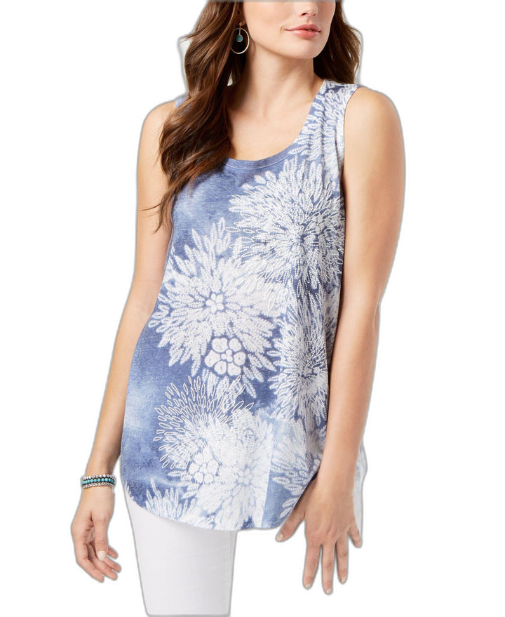 Style & Co Embellished Floral Print Tank Top