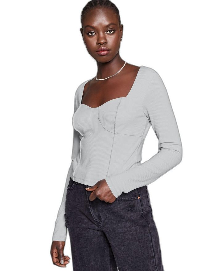 And NowThis Womens Seam-Detail Corset Top