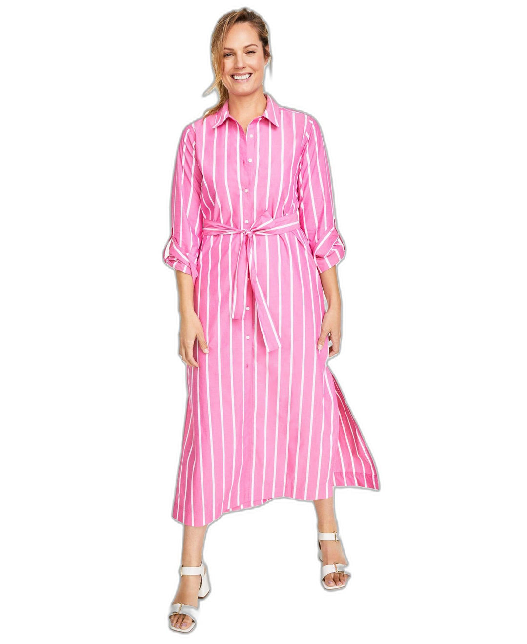 Women's Striped Midi Shirtdress