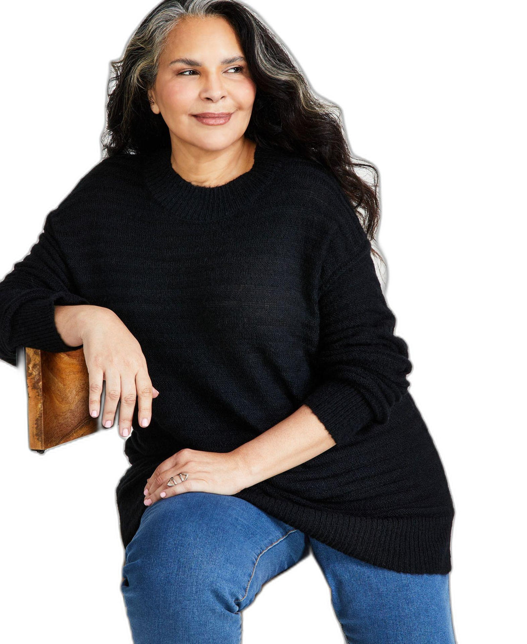 Plus Size Striped Tunic Sweater