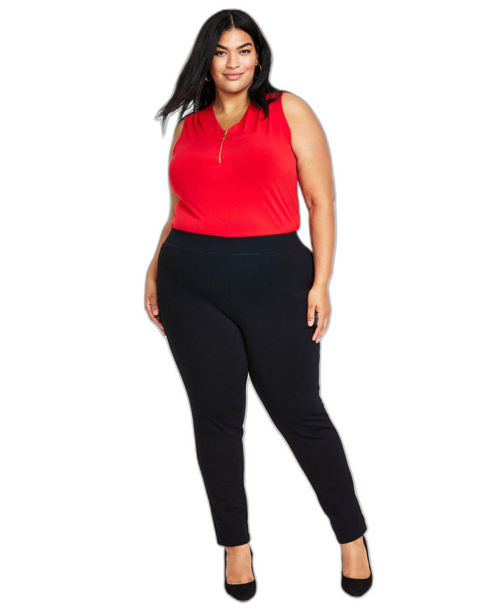 Plus Size Skinny Pull-On Ponte Pants Deep Black 20WP