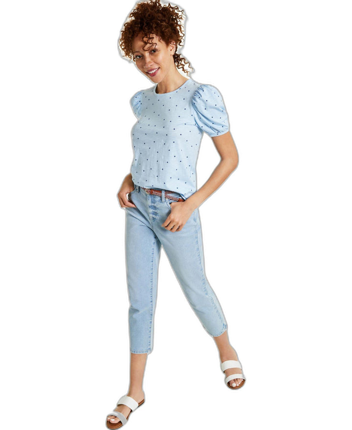 Style & Co Cotton Printed Puff Sleeve Top
