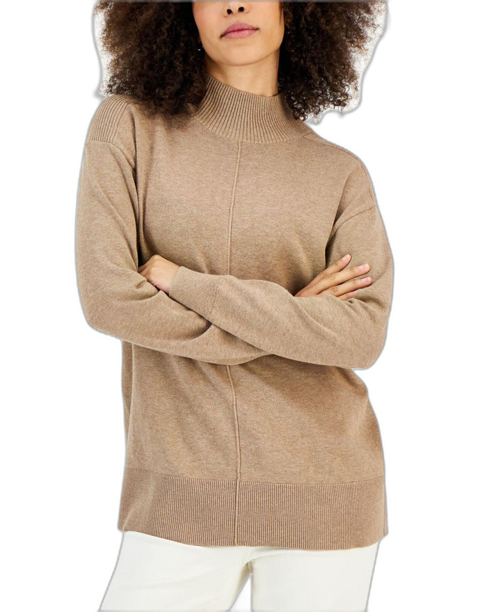 Karen Scott Womens Cotton Seam Front Mock Neck Sweater