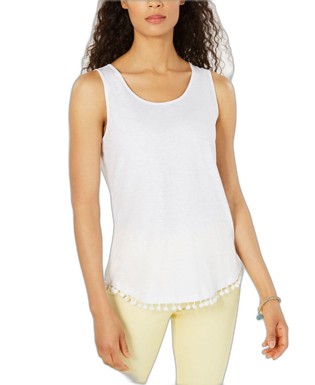 Cotton Pom Pom-Trim Tank Top