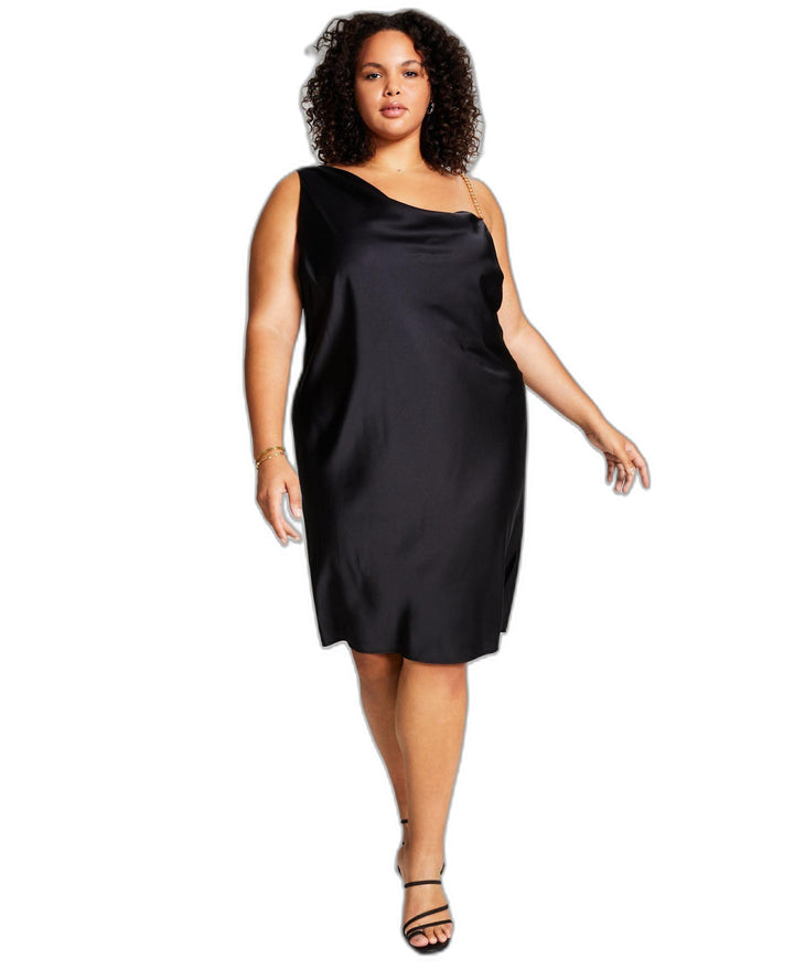 Trendy Plus Size Satin Chain-Strap Slip Dress