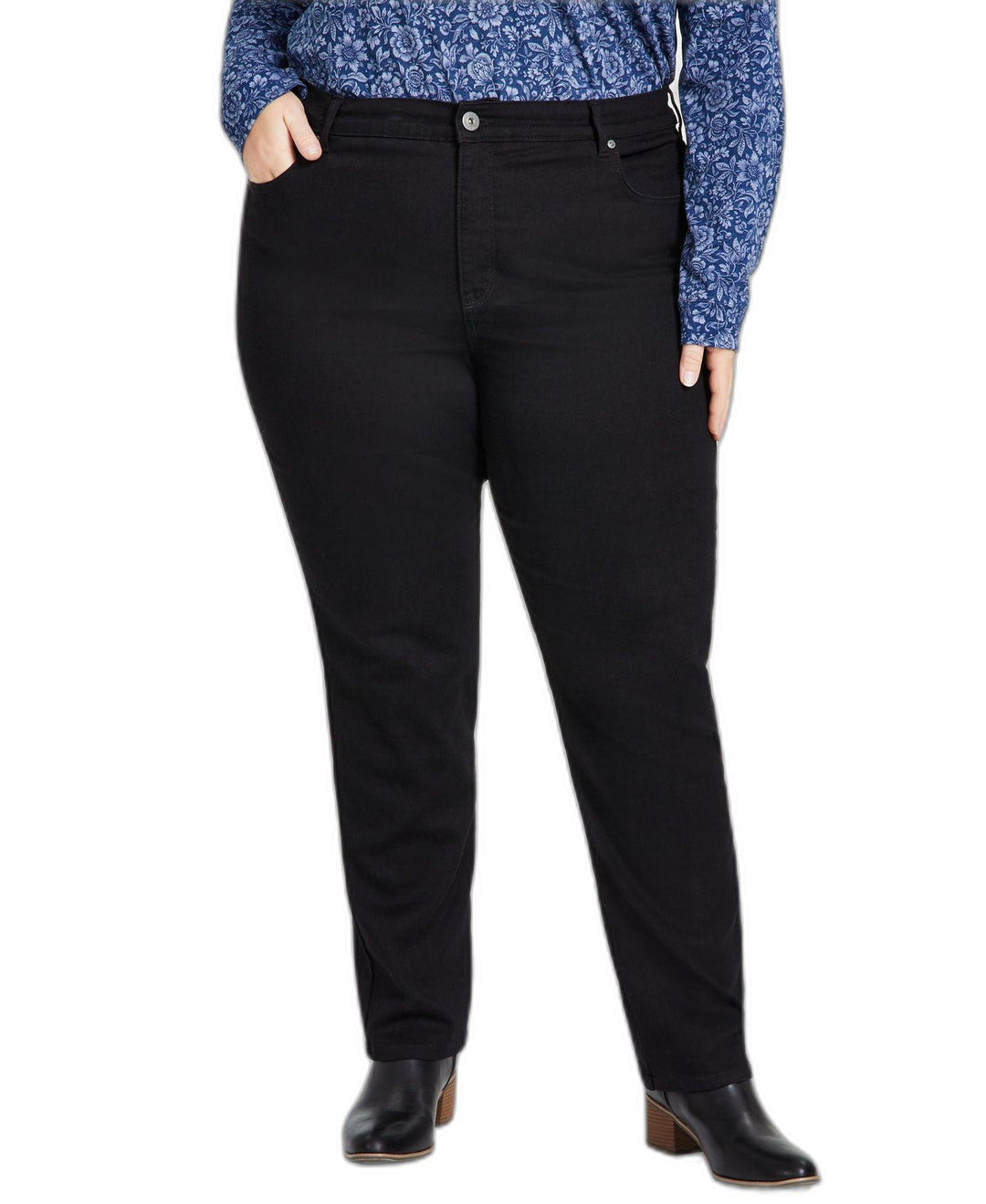 Plus Size High-Rise Straight Jeans