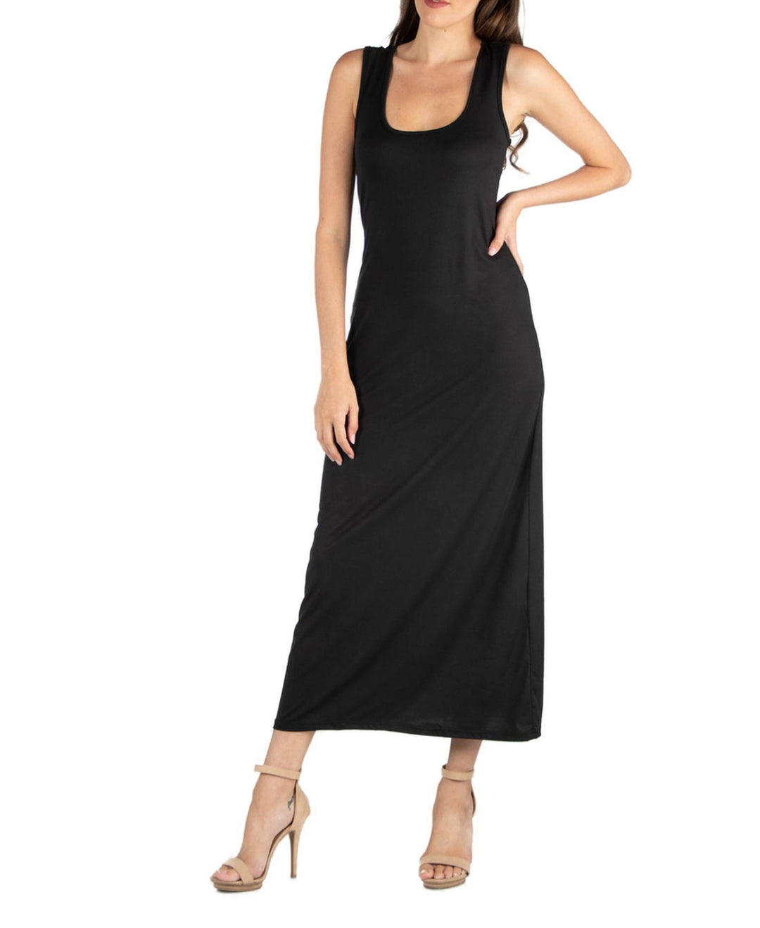 24seven Comfort Apparel Scoop Neck Maxi Dress With Racerback Detail