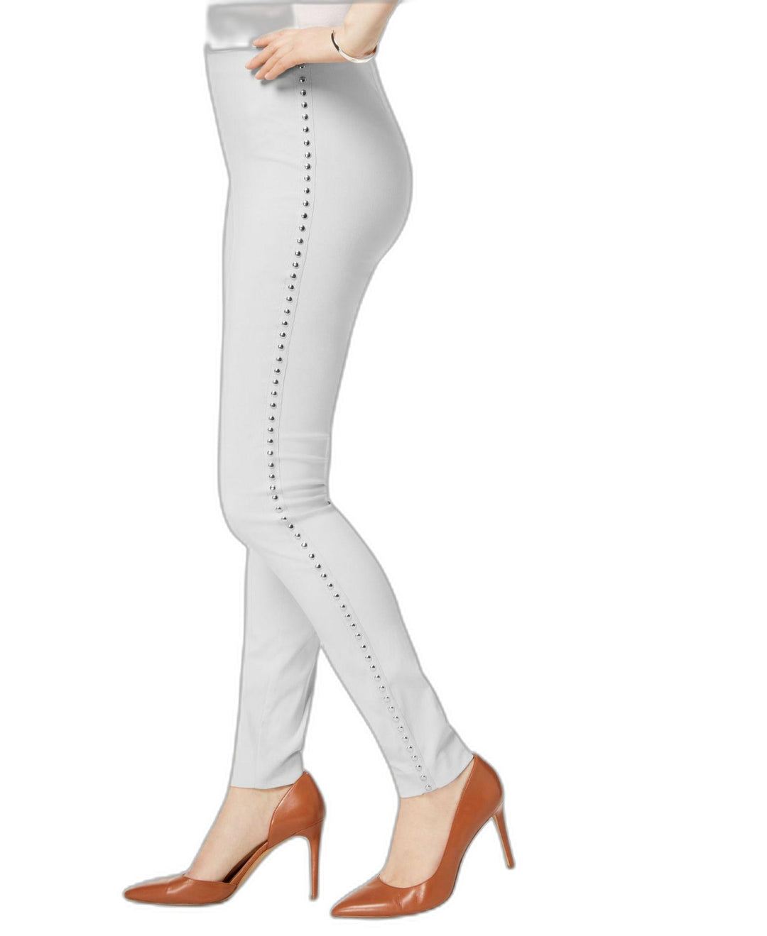 INC Curvy-Fit Studded Pull-On Skinny Pants