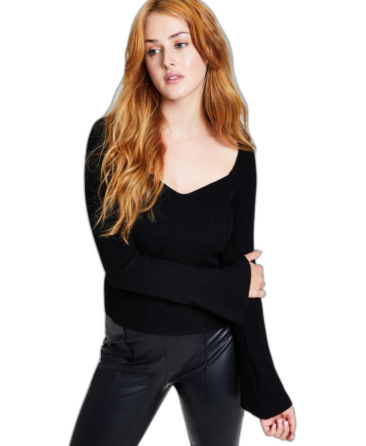 Women's Sweetheart-Neck Sweater Black M