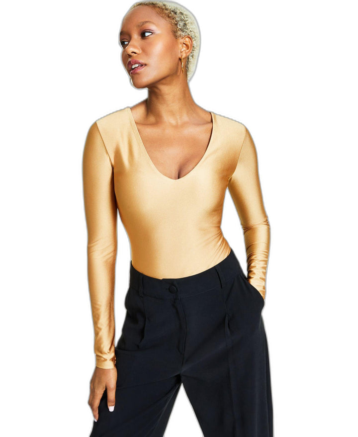 Women's Shine V-Neck Long-Sleeve Bodysuit