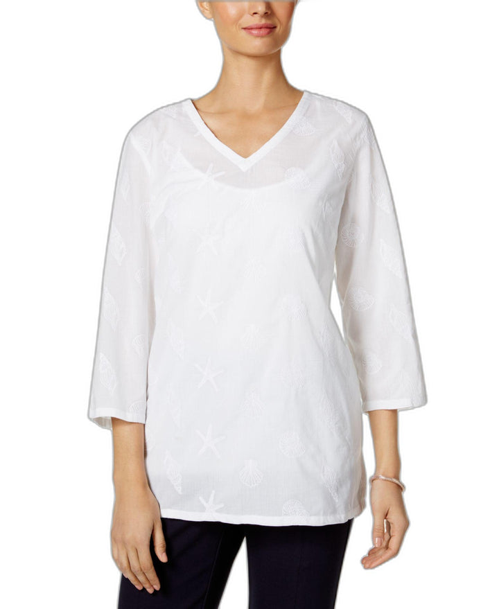 Charter Club Cotton Embroidered Tunic