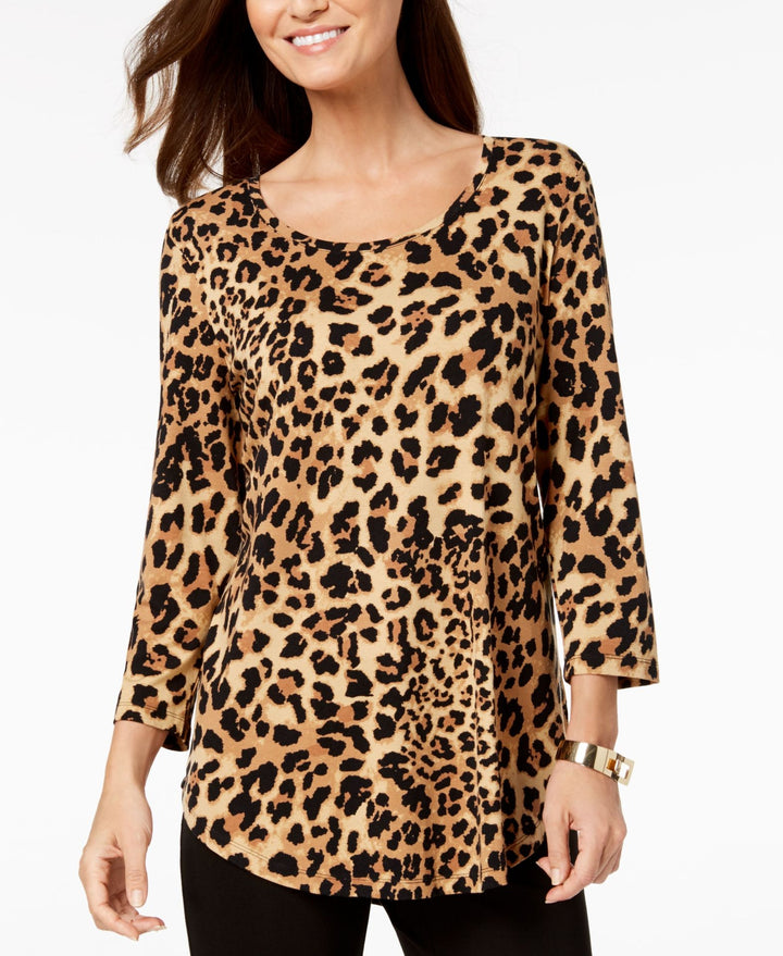 Petite 3/4-Sleeve Printed Top