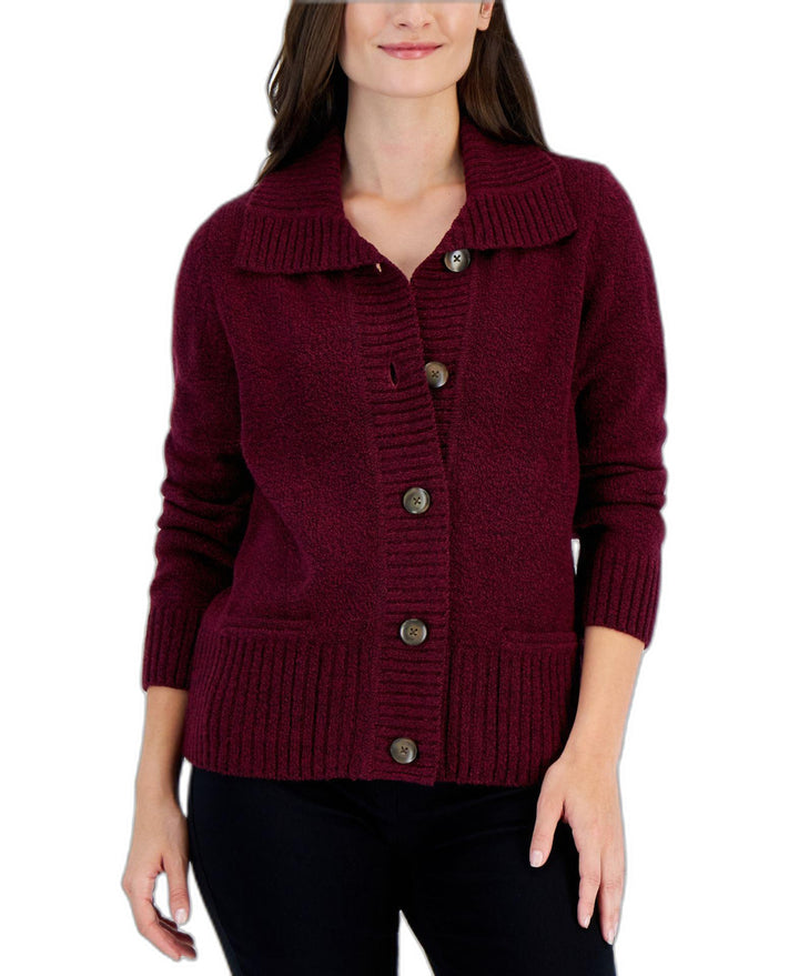Women's Thick N Thin Cardigan Malbec Marl L