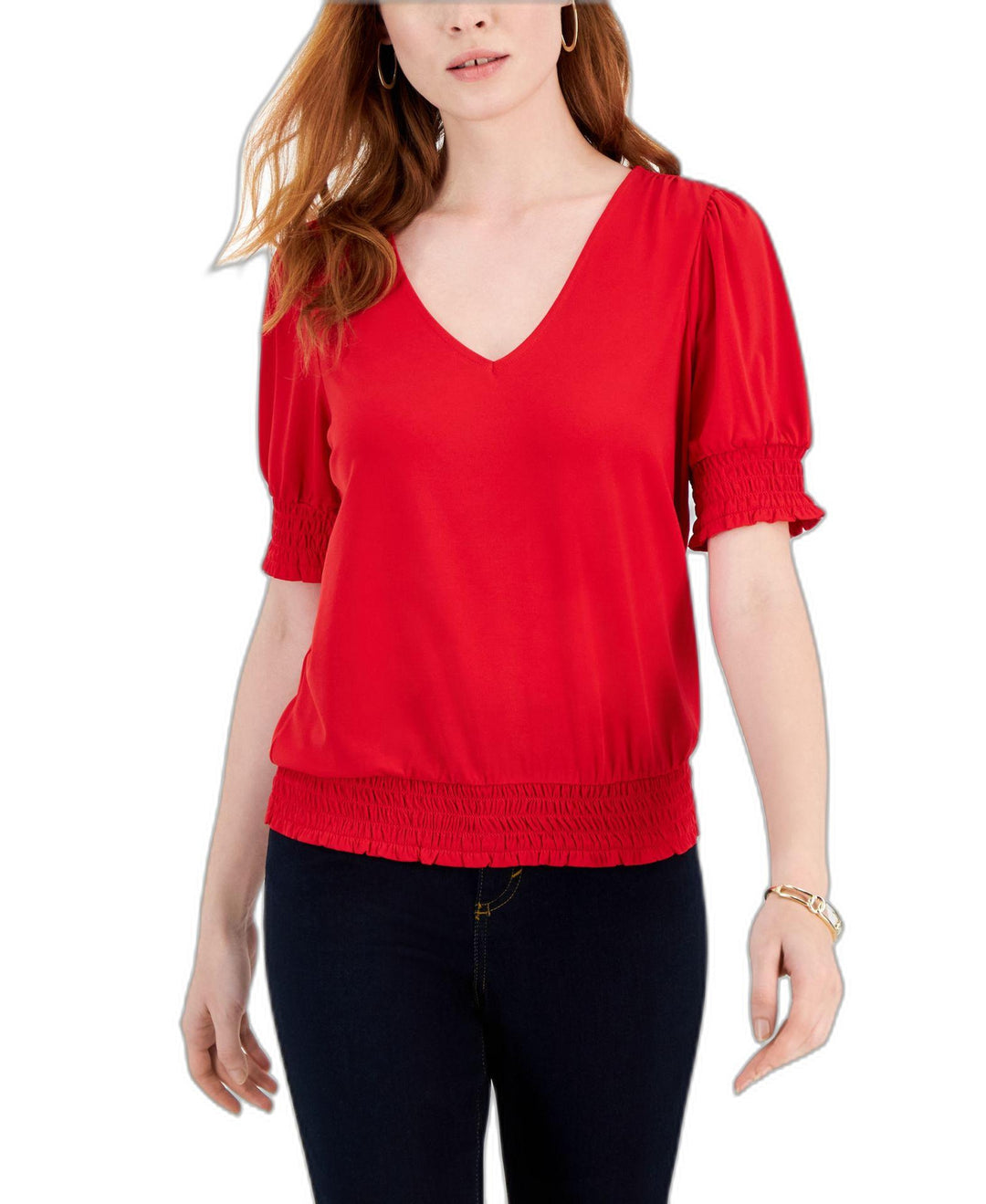 Women's Smocked-Trim Top