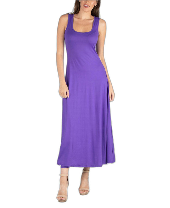 24seven Comfort Apparel Slim Fit A Line Sleeveless Maxi Dress