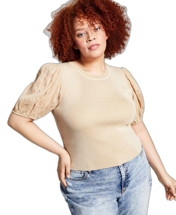 And Now This Trendy Plus Size Puff-Sleeve Top