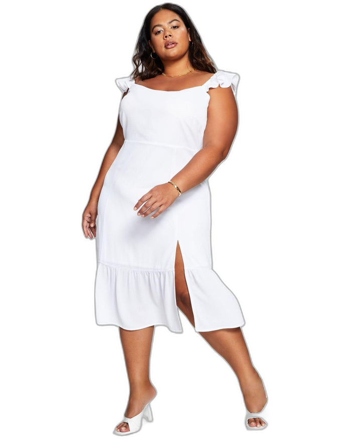 Now This Trendy Plus Size Flutter Sleeve Midi Dress