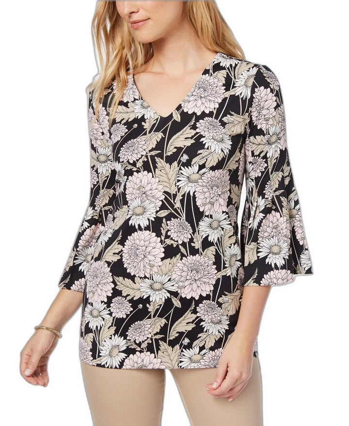 Charter Club Printed Bell Sleeve Blouse