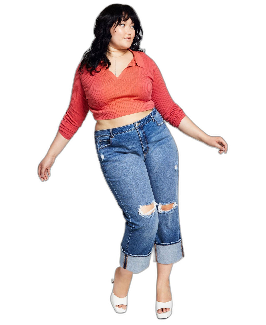 Trendy Plus Size Ripped Straight-Leg Jeans