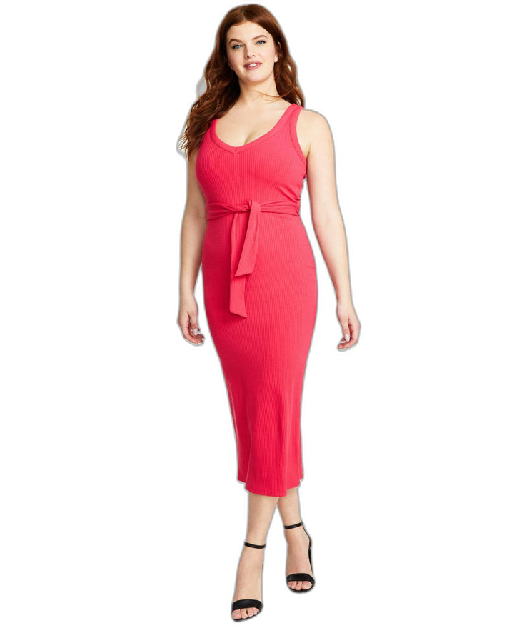 Women's Sleeveless V-Neck Midi Dress