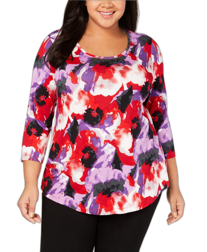 JM Collection Plus Size Printed Top
