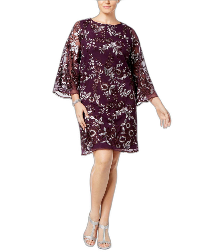 Charter Club Plus Size Embroidered Mesh Shift Dress