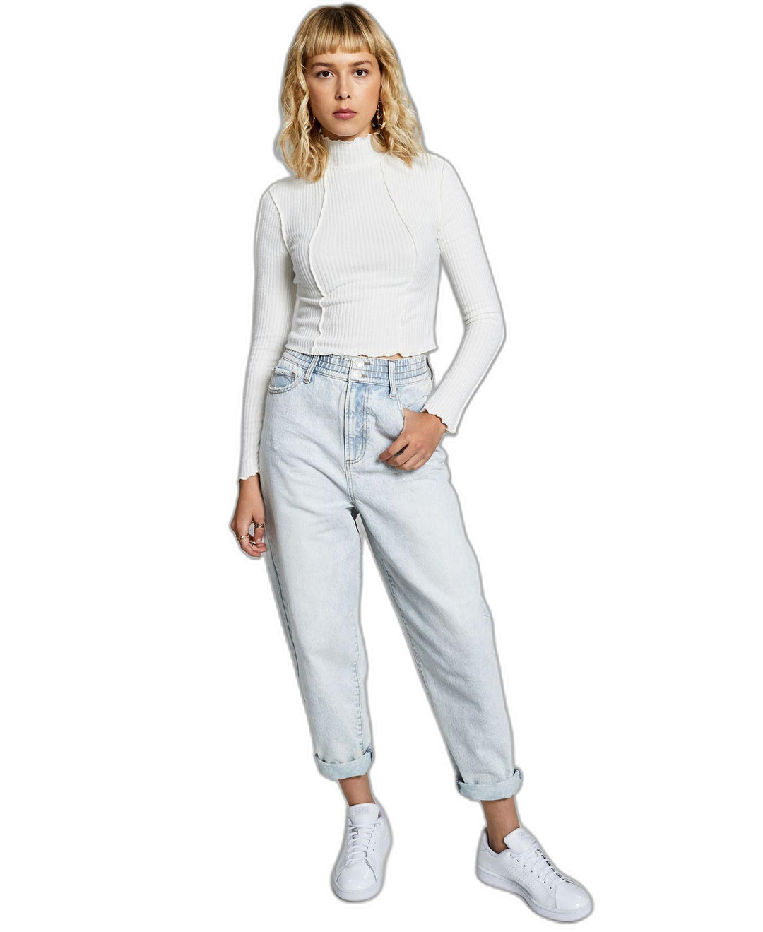 Now This Ribbed Exposed Seam Top